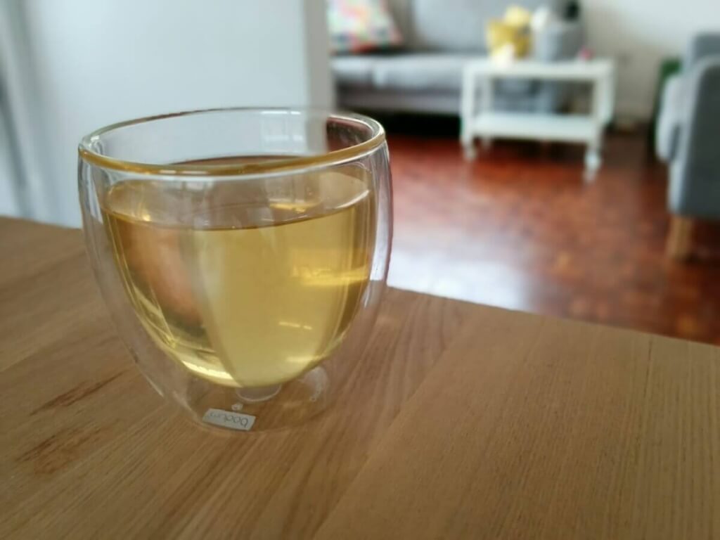 A glass of beautiful cold brewed white tea